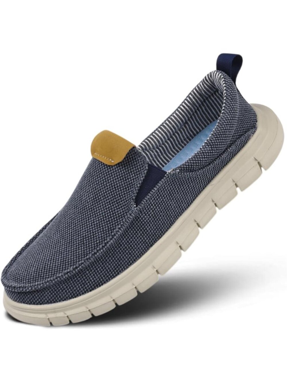 Men's Blue Wide Slip-On Loafers Breathable Lightweight Casual Walking Shoes